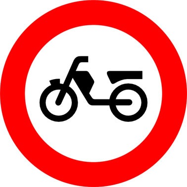 Verkeersbord C13 - Gesloten voor brom-, snorfietsers