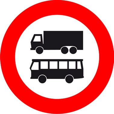 Verkeersbord C7b - Gesloten voor autobussen en vrachtauto's